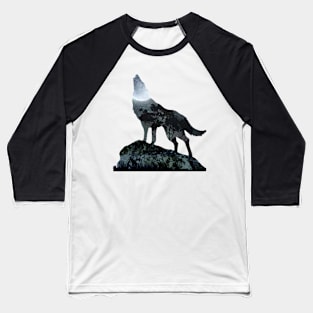 Wolf Howling at the Moon Baseball T-Shirt